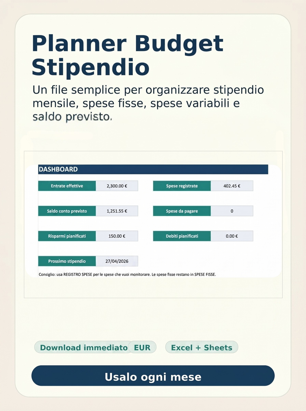Planner Budget Stipendio